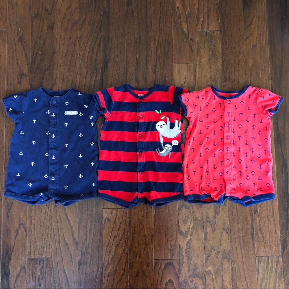 3/$15 Carter’s 6 month snap front rompers